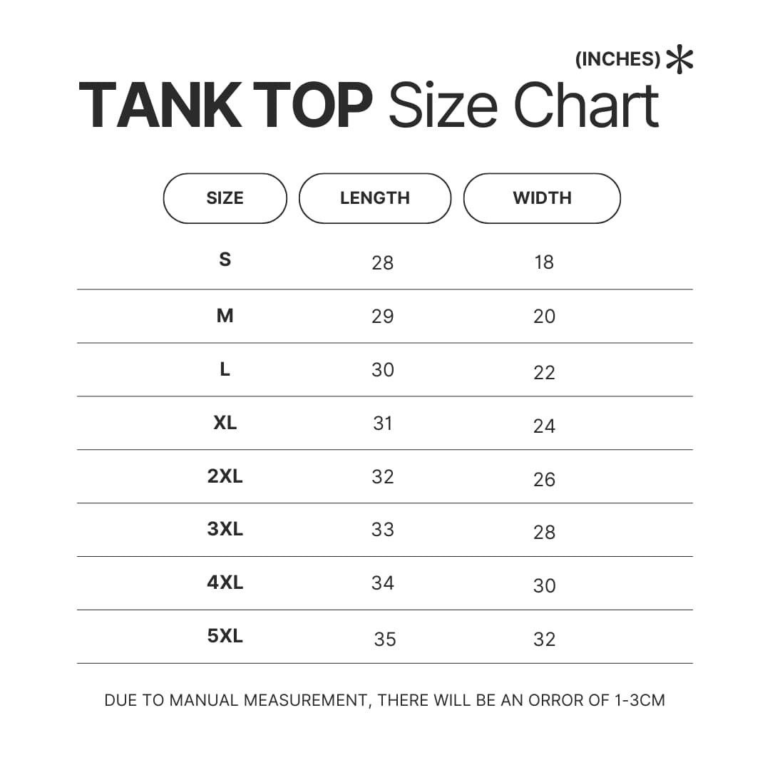 Tank Top Size Chart - Sade Store